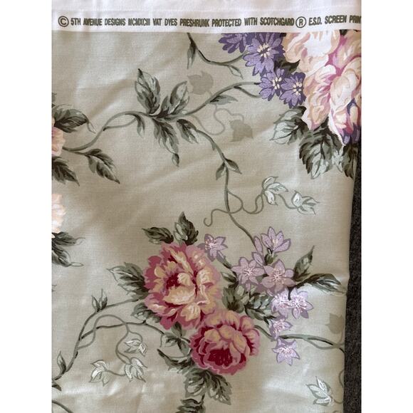 5th Avenue Designs Fabric 3x1.5 Yards of Green Pink Floral Home Decor Fabric - Picture 4 of 4